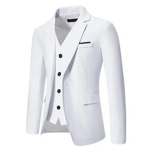 Men's Notched Polyester Long Sleeve Single Breasted Blazers Set