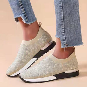 Women's Stretch Fabric Round Toe Slip-On Closure Breathable Shoes
