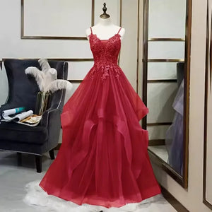 Women's V-Neck Polyester Sleeveless Luxurious Evening Prom Dress