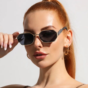 Women's Alloy Frame Acrylic Lens Polygon Shape Vintage Sunglasses