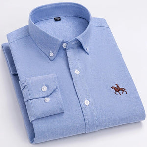 Men's Cotton Turn-Down Collar Full Sleeve Plain Pattern Shirt