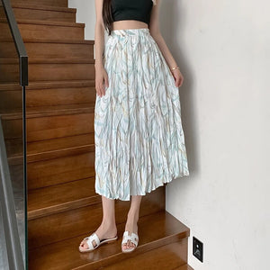 Women's Polyester High Elastic Waist Casual Printed Pattern Skirt