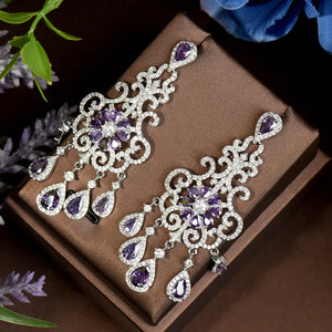Women's Copper Cubic Zirconia Water Drop Trendy Wedding Earrings