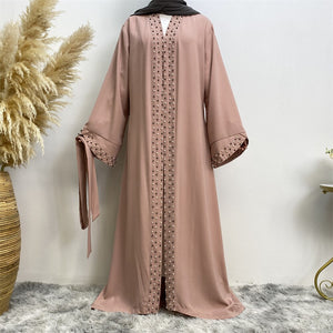 Women's Arabian Polyester Full Sleeve Beaded Pattern Casual Abaya