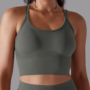 Women's Nylon O-Neck Sleeveless Fitness Yoga Workout Crop Top