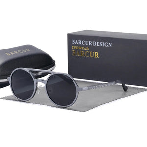 Men's Aluminium Magnesium Frame Polaroid Lenses Round Sunglasses