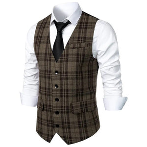 Men's Polyester V-Neck Sleeveless Formal Wear Vintage Vests
