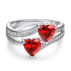 Women's 100% 925 Sterling Silver Zircon Heart Shaped Trendy Ring