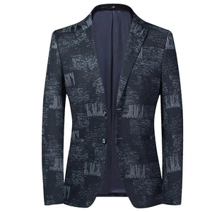 Men's Cotton Full Sleeves Single Breasted Printed Pattern Blazer