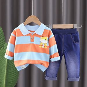 Baby's Boy Cotton Full Sleeve Cartoon Pattern Two-Piece Suit
