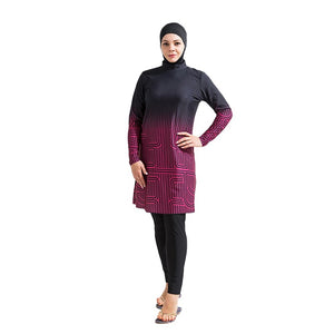Women's Arabian Nylon Full Sleeves Printed Modest Swimwear Dress