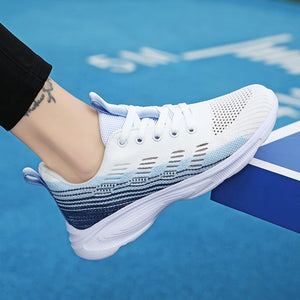 Women's Mesh Round Toe Lace-Up Closure Anti-Slip Sports Sneakers