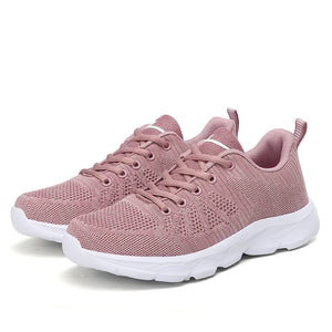 Women's Mesh Round Toe Lace-up Breathable Sports Wear Sneakers