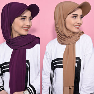 Women's Arabian Polyester Head Wrap Solid Pattern Cap Hijabs