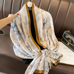 Women's Silk Neck Wrap Floral Pattern Luxury Trendy Beach Scarves