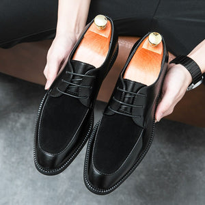 Men's Microfiber Pointed Toe Lace-up Closure Formal Wear Shoes