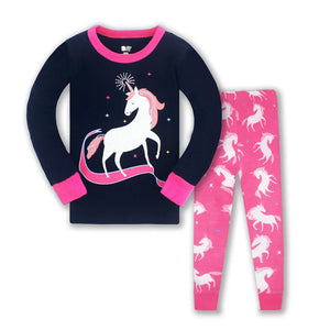 Kid's Girl Spandex O-Neck Long Sleeve Trendy Sleepwear Pajama Set