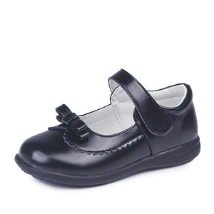 Women's Genuine Leather Round Toe Hook Loop Closure Formal Shoes