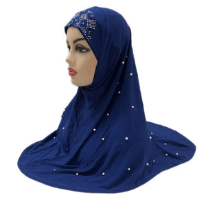 Women's Arabian Polyester Headwear Beaded Pattern Casual Hijabs