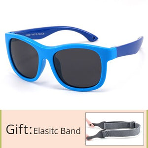 Kid's Acetate Frame Square Shape Polarized Flexible Sunglasses