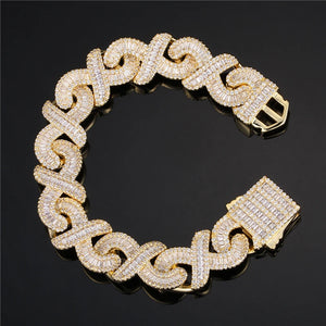 Men's Metal Copper Geometric Pattern Link Chain Hip-Hop Bracelet