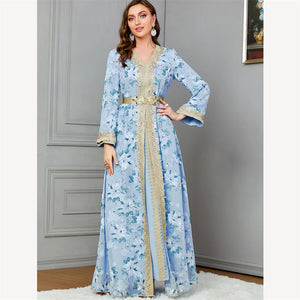 Women's Arabian Polyester Full Sleeve Print Pattern Elegant Dress