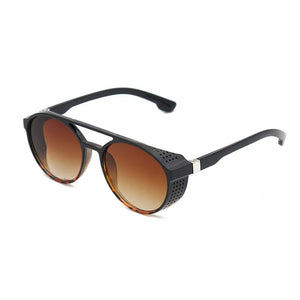 Men's Polycarbonate Frame Round Shaped UV400 Vintage Sunglasses