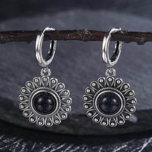 Women's Tibetan Silver Moonstone Flower Party Drop Earrings