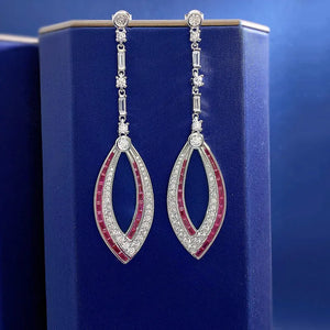 Women's 100% 925 Sterling Silver Sapphire Geometric Classic Earrings