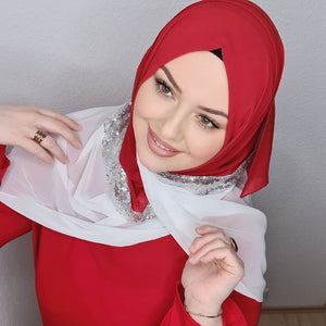 Women's Arabian Modal Quick-Dry Luxury Sequined Pattern Hijabs