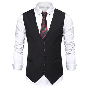 Men's Acrylic Single Breasted Plain Pattern Formal Wear Suit Vest