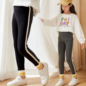 Kid's Girl Polyester Mid Waist Elastic Closure Casual Wear Trousers