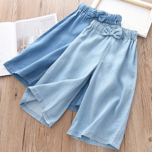 Kid's Girl Polyester Mid Waist Elastic Closure Casual Trousers