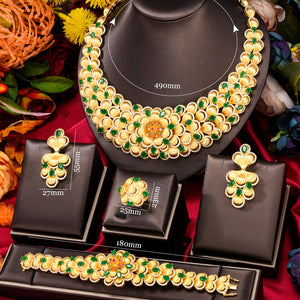 Women's Copper Cubic Zirconia Wedding Trendy Flower Jewelry Set