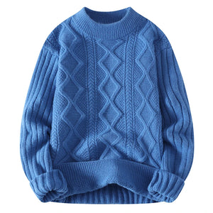 Men's Polyester Full Sleeve Patchwork Pattern Pullover Sweater