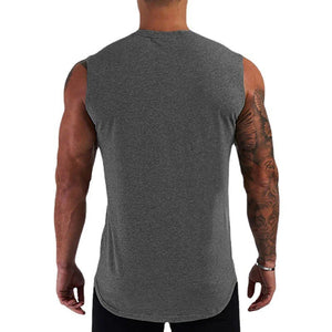 Men's 100% Cotton Sleeveless Pullover Closure Solid Casual T-Shirt