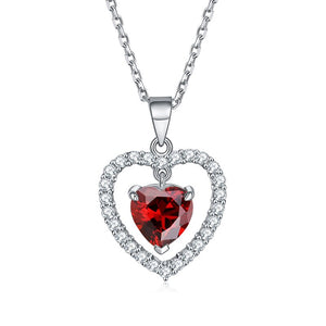Women's 100% 925 Sterling Silver Zircon Heart Pattern Necklace
