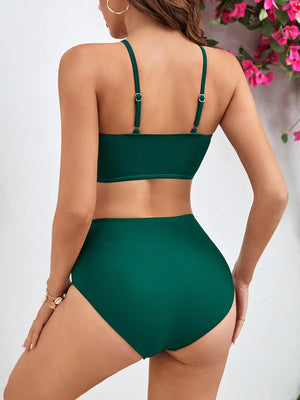 Women's Spandex High Waist Solid Pattern Swimwear Sexy Bikini Set