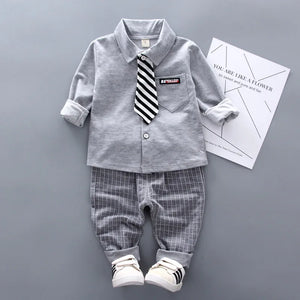 Kid's Boy Cotton Long Sleeves Open Stitch Closure Plaid Clothes