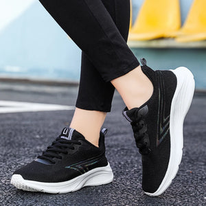 Women's Mesh Round Toe Lace-up Breathable Sports Wear Shoes