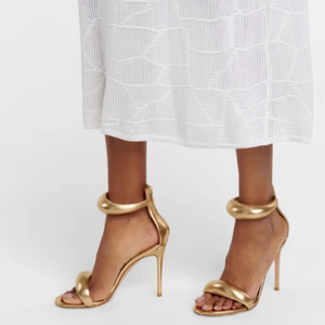 Women's Microfiber Peep Toe Zip Closure High Heels Sandals