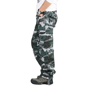 Men's Cotton Mid Waist Zipper Fly Closure Camouflage Trousers