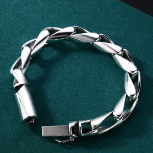 Men's 100% 925 Sterling Silver Geometric Shaped Ethnic Bracelet