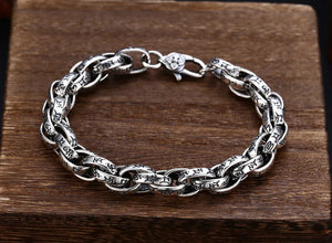 Men's 100% 925 Sterling Silver Classic Geometric Pattern Bracelet