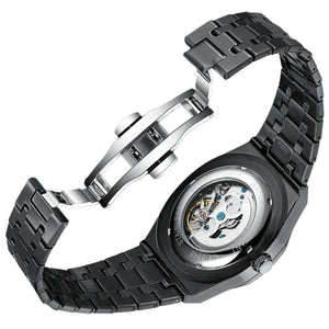 Men's Stainless Steel Buckle Clasp Automatic Waterproof Watches
