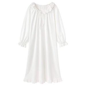 Women's Cotton O-Neck Long Sleeves Nightgown Sleepwear Dress