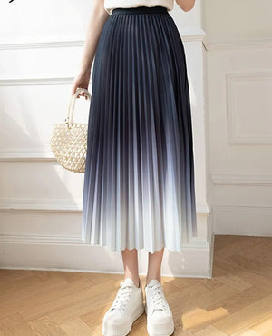 Women's Polyester High Waisted Gradient Pattern Casual Wear Skirt
