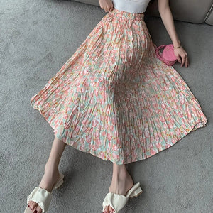 Women's Polyester High Elastic Waist Casual Printed Pattern Skirt