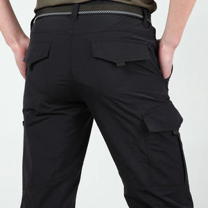 Men's Nylon Zipper Fly Closure Plain Pattern Casual Trousers
