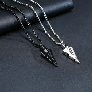 Men's Metal Stainless Steel Box Chain Trendy Arrowhead Necklace